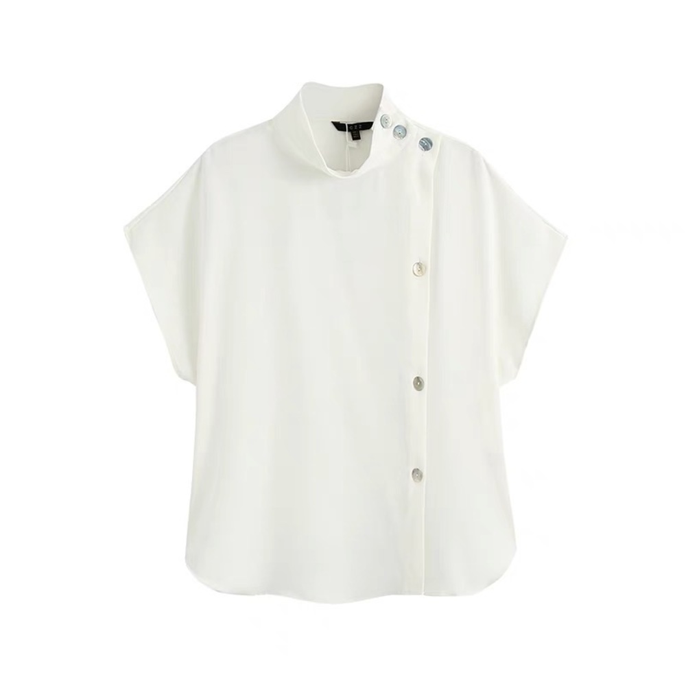 High collar white shirt for women
